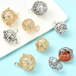 8 шт. 4 стиля подвесок из латуни с полыми круглыми клетками&nbsp;KK-YW0004-37