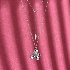 Anti-appannamento 925 collana pendente in argento sterling semplice collana di fiori elegante catena clavicola per le donne&nbsp;JN1084A