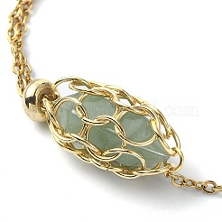 Braccialetti con cursore a maglie bullet in avventurina verde naturale&nbsp;BJEW-JB09902-03