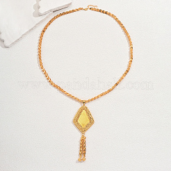 Современная мода латунные и железные цветы текстурированные ромбовидные кисточки подвески ожерелья для женщин&nbsp;IU5772