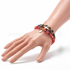 Ensembles de bracelets extensibles en perles d'argile polymère faites à la main&nbsp;BJEW-JB06559