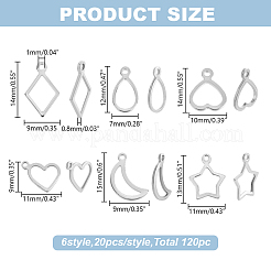 120 шт. 6 стиля подвески из нержавеющей стали 304&nbsp;STAS-AR0002-58P