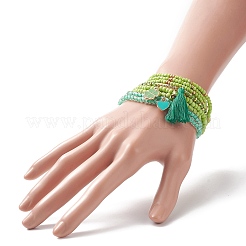 8шт 8 стиля стеклянные бусины стрейч браслеты набор&nbsp;BJEW-JB09192-01