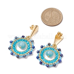 Boho-Ohrstecker aus natürlichem Lapislazuli und Mashan-Jade&nbsp;EJEW-MZ00281-03