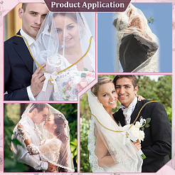 Veli da sposa in poliestere e fiori da polso in cordino di poliestere per matrimonio&nbsp;HJEW-BC00090-01
