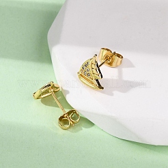 Boucles d'oreilles en laiton zircon cubique micro pavé&nbsp;LS-EJEW-D328-03G-01