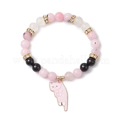 Braccialetti elastici con perline di pietre preziose miste naturali per le donne&nbsp;BJEW-TA00573-03