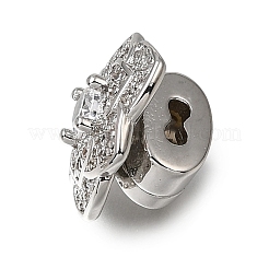 Charms scorrevole in zirconia cubica trasparente micro pavè di ottone&nbsp;CU-CBA4292-01P