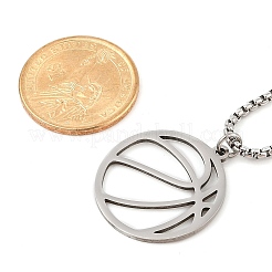 201 нержавеющая сталь лазерная резка баскетбольная подвеска коробка цепи ожерелья для женщин мужчин&nbsp;NJEW-Q004-04P