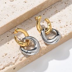 Двухцветные серьги-гвоздики из нержавеющей стали 304&nbsp;EJEW-R153-01G&P