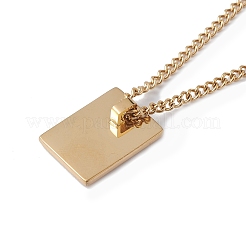 Collar con colgante rectangular de letra inicial de acero inoxidable para hombres y mujeres&nbsp;LS-NJEW-E090-01G-17