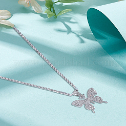 1 шт. ожерелье из сплава с подвеской в виде бабочки из кристаллов и страз для женщин&nbsp;NJEW-LP0001-84