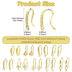 18 Stück 9 Stile Messing Micro Pave klare Zirkonia Ohrringhaken&nbsp;ZIRC-CJ0001-29