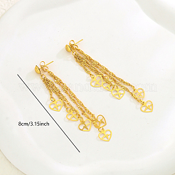 Серьги-гвоздики с кисточками в форме сердца из латуни&nbsp;TY3987