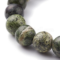 Браслеты из бисера из натуральной зеленой яшмы зебры&nbsp;BJEW-JB06470