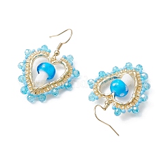 Серьги-подвески в форме сердца с грибом ручной работы в технике лэмпворк&nbsp;EJEW-MZ00450-03