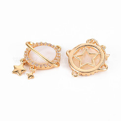 Латунные микропаве прозрачные подвески с фианитом&nbsp;KK-T062-190G-NF