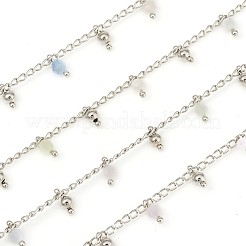 Chaînes de perles de morganite naturelles facettées à la main de 3.28 pied&nbsp;X-CHC-E021-02F-P