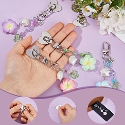 4 pz di decorazioni pendenti in resina e vetro a forma di fiore&nbsp;HJEW-FH00278