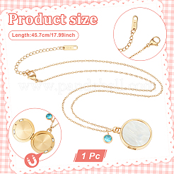 Нержавеющая сталь pave натуральный белый ракушка плоский круглый магнитный медальон кулон ожерелья для женщин&nbsp;NJEW-NB00012