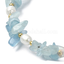 Braccialetto con scaglie di acquamarina naturale e perline&nbsp;BJEW-TA00349-03