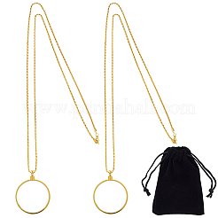 2 шт. плоские круглые подвески с 5-кратным увеличительным стеклом&nbsp;NJEW-SP0001-03G