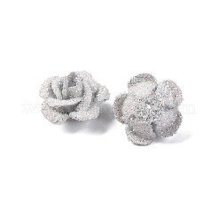 3d perline di alluminio per pittura a forno con fiore di rosa&nbsp;FIND-L019-01C