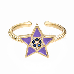 Латунные микро проложить манжеты кольца кубического циркония&nbsp;RJEW-N035-033-NF