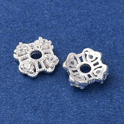 S925 серебряные прозрачные кубические циркониевые бусины-шапочки&nbsp;STER-A047-07A-S