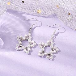 Orecchini pendenti con perle di conchiglia e fiori&nbsp;EJEW-TA00577