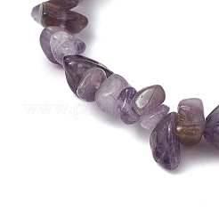 Braccialetti elastici con scaglie di ametista naturale per donna&nbsp;BJEW-JB11343-05