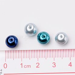 Perles de perles en verre nacré de couleur bleu mélangé de 8mm pour la fabrication de bijoux&nbsp;HY-PH0006-8mm-03