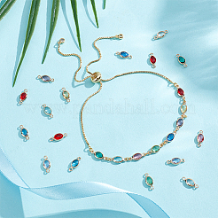 24 шт. 12-х цветные латунные подвески-соединители с граненым стеклом&nbsp;KK-UN0005-53