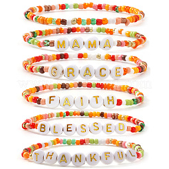 6 шт. 6 стиля богемные браслеты ручной работы из смолы и пластика с разноцветными стеклянными бусинами&nbsp;PI5207-1