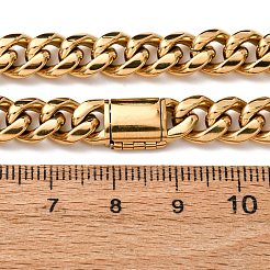 Ожерелья из кубинской цепочки из нержавеющей стали 304 толщиной 8 мм для унисекс&nbsp;NJEW-K295-02A-G