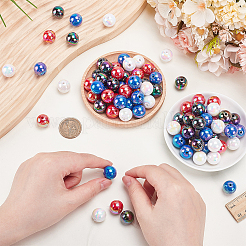 100 pièce de perles acryliques opaques à placage UV de 4 couleurs&nbsp;OACR-SP0002-31