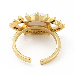 Кубический цирконий солнце с дурным глазом открытое кольцо-манжета с эмалью&nbsp;RJEW-B042-08G-01