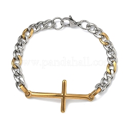 201 pulseras de eslabones cruzados de acero inoxidable&nbsp;BJEW-G785-01GP