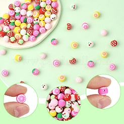 180 Stück handgefertigte Polymer-Tonperlen in 6 Farben mit Obstmotiv&nbsp;CLAY-SC0002-59