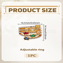 1 шт. овальные кольца из сплава с микропаве из разноцветных кубических цирконий&nbsp;RJEW-LP0002-75