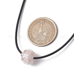 Collane con ciondolo a forma di fiore con perline di semi di quarzo rosa naturale e vetro&nbsp;NJEW-MZ00095-01