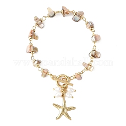 Bracelets à breloques en acier inoxydable 304 en forme d'étoile de mer&nbsp;BJEW-JB14373-01