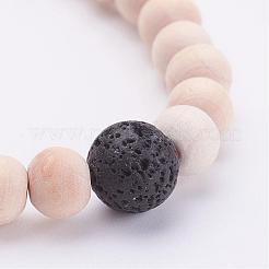 Bracelets extensibles avec perles en bois&nbsp;BJEW-JB02958