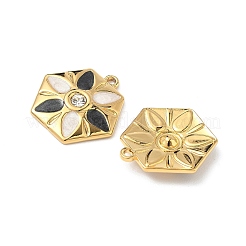 Подвески-цветы из нержавеющей стали 304 с эмалью и стразами&nbsp;STAS-U057-04G-01A