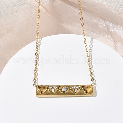 Ожерелья с подвесками из нержавеющей стали 304 со стразами для женщин&nbsp;NJEW-B150-01G-01