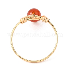 Женские кольца с круглыми плетеными бусинами из натуральных драгоценных камней&nbsp;RJEW-JR00953-01