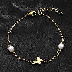 Браслеты-бабочки из нержавеющей стали 304&nbsp;BJEW-C098-01C-G