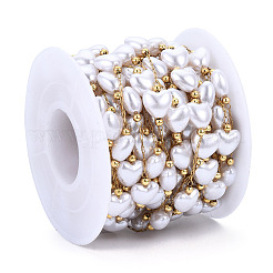 Cadenas de cuentas de corazón de perla de plástico abs&nbsp;CHS-N003-11