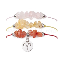 3 pz costellazioni regolabile in nylon intrecciato braccialetti di perline per donne e uomini&nbsp;BJEW-JB11325-01