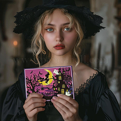 Halloween-Haus-Stanzschablonen aus Kohlenstoffstahl&nbsp;DIY-WH0309-2414